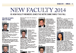 New faculty profiles from NDWorks newspaper