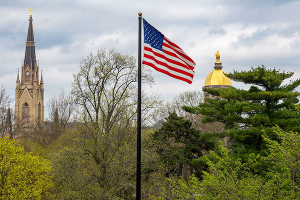 The Basilica, US flag and Main Building