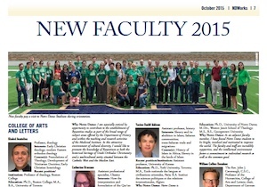 new faculty profiles from NDWorks newspaper