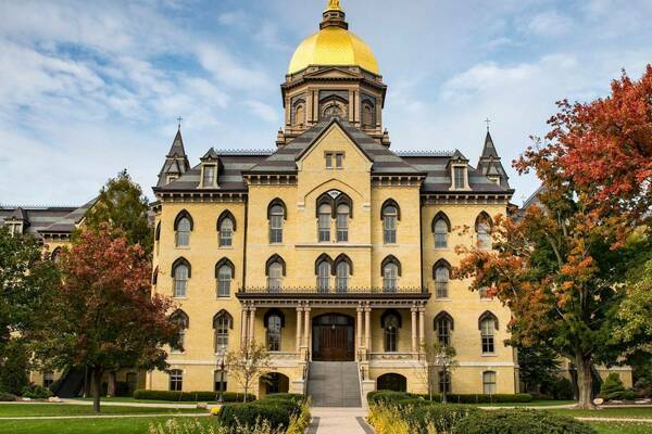 Notre Dame's Main Building in fall